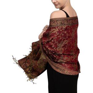 Reversible Paisley Pashmina Rave Scarf Exotic Indian Shawls and Wraps